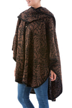 Load image into Gallery viewer, Hand Made Women's Alpaca Wool Blend Ruana Cloak - Piura Flora | NOVICA