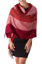 Load image into Gallery viewer, Handcrafted Alpaca Wool Striped Shawl - Huancayo Passion | NOVICA