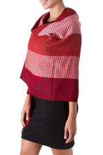 Load image into Gallery viewer, Handcrafted Alpaca Wool Striped Shawl - Huancayo Passion | NOVICA