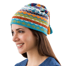 Load image into Gallery viewer, Artisan Crafted Alpaca Wool Hat - Blue Winter | NOVICA
