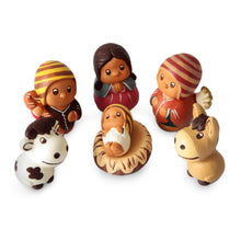 Load image into Gallery viewer, Handcrafted 7 Piece Nativity Scene Set Ceramic Sculptures - Happy Welcome | NOVICA
