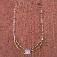 Load image into Gallery viewer, Handcrafted Serpentine and Silver Pendant Necklace - Pyramid of Peace | NOVICA
