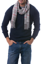Load image into Gallery viewer, Men's Baby Alpaca Scarf from Peru - Misty Grey | NOVICA