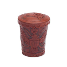 Load image into Gallery viewer, Leather dice cup and dice set - American Patriot | NOVICA