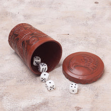 Load image into Gallery viewer, Leather dice cup and dice set - American Patriot | NOVICA