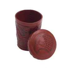 Load image into Gallery viewer, Leather dice cup and dice set - American Patriot | NOVICA