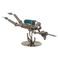 Load image into Gallery viewer, Recycled metal sculpture - Rustic Scuba Diver | NOVICA