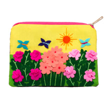 Load image into Gallery viewer, Andean Folk Art Cotton Applique Change Purse - Butterfly Afternoon | NOVICA