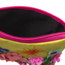 Load image into Gallery viewer, Andean Folk Art Cotton Applique Change Purse - Butterfly Afternoon | NOVICA