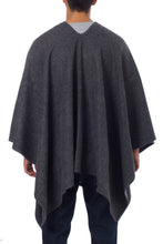 Load image into Gallery viewer, V-neck Poncho for Men Artisan Crafted in Peru - Inca Explorer in Gray | NOVICA