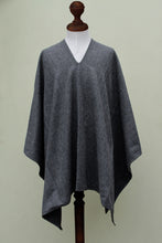 Load image into Gallery viewer, V-neck Poncho for Men Artisan Crafted in Peru - Inca Explorer in Gray | NOVICA
