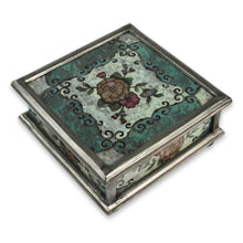 Load image into Gallery viewer, Andean Reverse Painted Glass Box with Flowers - Vintage Blossom | NOVICA