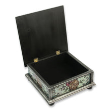 Load image into Gallery viewer, Andean Reverse Painted Glass Box with Flowers - Vintage Blossom | NOVICA