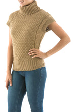 Load image into Gallery viewer, Sand Beige Alpaca Blend Turtleneck Sweater - Icas Coquette | NOVICA