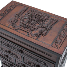 Load image into Gallery viewer, Cedar and Brown Tooled Leather Jewelry Box with Drawers - Memories | NOVICA