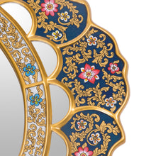 Load image into Gallery viewer, Unique Floral Wood Reverse Painted Art Glass Wall Mirror - Golden Garden | NOVICA