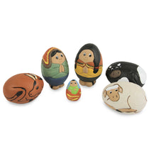 Load image into Gallery viewer, Whimsical Egg-Shape Nativity Scene Figurines (6 Pieces) - In the Stable | NOVICA