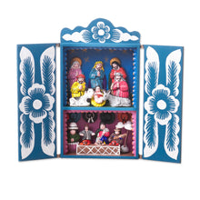 Load image into Gallery viewer, Handcrafted Christian Theme Christmas Retablo Diorama - Blue Andean Christmas | NOVICA
