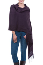 Load image into Gallery viewer, Peru Handwoven Purple Alpaca Blend Shawl with Pima Cotton - Purple Sparkle | NOVICA