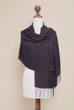 Load image into Gallery viewer, Peru Handwoven Purple Alpaca Blend Shawl with Pima Cotton - Purple Sparkle | NOVICA