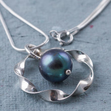 Load image into Gallery viewer, Fair Trade Peruvian Black Pearl and Sterling Silver Necklace - Dark Aura | NOVICA