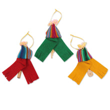 Load image into Gallery viewer, Cute Andean Musicians Hand Crafted Ornaments (Set of 3) - Musical Ties | NOVICA