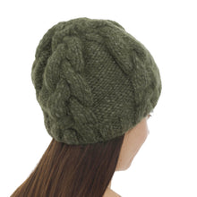 Load image into Gallery viewer, Hand Knit Olive Green 100% Alpaca Hat from Peru - Olive Braids | NOVICA