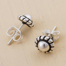Load image into Gallery viewer, Artisan Crafted Sterling Silver Stud Earrings from Peru - Abstract Floral | NOVICA