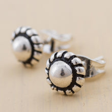 Load image into Gallery viewer, Artisan Crafted Sterling Silver Stud Earrings from Peru - Abstract Floral | NOVICA