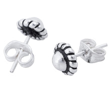 Load image into Gallery viewer, Artisan Crafted Sterling Silver Stud Earrings from Peru - Abstract Floral | NOVICA