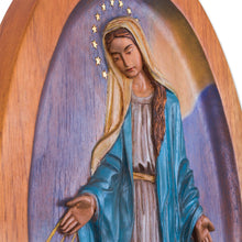 Load image into Gallery viewer, Cedar Wall Relief Panel of the Virgin Mary from Peru - Virgin of the Miraculous Medal | NOVICA