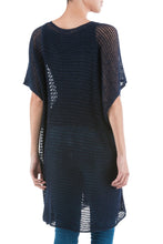 Load image into Gallery viewer, Navy Tunic with V Neck and Short Sleeves - Navy Dreamcatcher | NOVICA