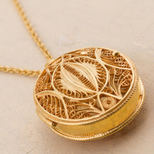 Load image into Gallery viewer, Gold Plated Sterling Silver Locket Pendant Necklace Peru - Valuable Secrets | NOVICA
