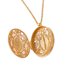 Load image into Gallery viewer, Gold Plated Sterling Silver Locket Pendant Necklace Peru - Valuable Secrets | NOVICA