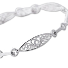 Load image into Gallery viewer, Sterling Silver Filigree Heart Motif Link Bracelet from Peru - Sweet Hearts | NOVICA