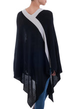 Load image into Gallery viewer, Black and Grey Peruvian Knit Bohemian Drape Poncho - Black and Grey Beam of Light | NOVICA