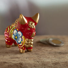 Load image into Gallery viewer, Ceramic Hand Painted Pucar‡ Bull Sculpture from Peru - Little Red Pucara Bull | NOVICA