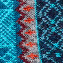 Load image into Gallery viewer, 100% Alpaca Fingerless Gloves in Azure and Smoke from Peru - Andean Snowfall | NOVICA