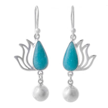 Load image into Gallery viewer, Amazonite and Sterling Silver Dangle Earrings from Peru - Flaming Drops | NOVICA