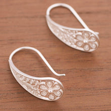 Load image into Gallery viewer, Artisan Crafted Sterling Silver Filigree Flower Earrings - Blossoming Dewdrops | NOVICA