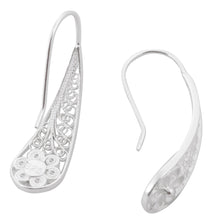 Load image into Gallery viewer, Artisan Crafted Sterling Silver Filigree Flower Earrings - Blossoming Dewdrops | NOVICA