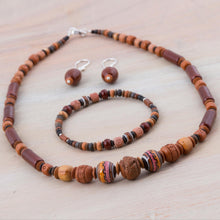 Load image into Gallery viewer, Sterling Silver and Ceramic Brown Jewelry Set from Peru - Mountain Force | NOVICA