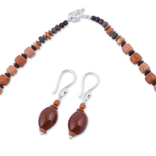 Load image into Gallery viewer, Sterling Silver and Ceramic Brown Jewelry Set from Peru - Mountain Force | NOVICA