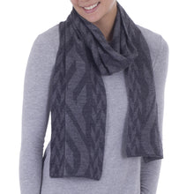 Load image into Gallery viewer, Alpaca Blend Scarf in Dolphin Grey and Slate from Peru - Mountain Scent in Grey | NOVICA