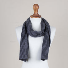 Load image into Gallery viewer, Alpaca Blend Scarf in Dolphin Grey and Slate from Peru - Mountain Scent in Grey | NOVICA