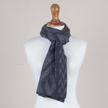 Load image into Gallery viewer, Alpaca Blend Scarf in Dolphin Grey and Slate from Peru - Mountain Scent in Grey | NOVICA