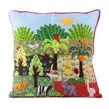Load image into Gallery viewer, Jungle Themed Patchwork Cushion Cover from Peru - Summer in the Jungle | NOVICA