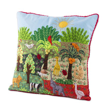 Load image into Gallery viewer, Jungle Themed Patchwork Cushion Cover from Peru - Summer in the Jungle | NOVICA