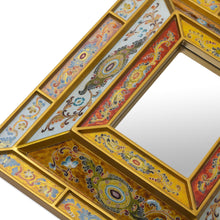 Load image into Gallery viewer, Reverse Painted Glass Mirror with Floral Motifs from Peru - Florid Wonder | NOVICA