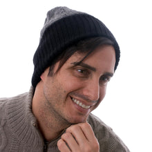 Load image into Gallery viewer, Knit 100% Alpaca Hat in Smoke and Black from Peru - Warm Braids in Smoke | NOVICA